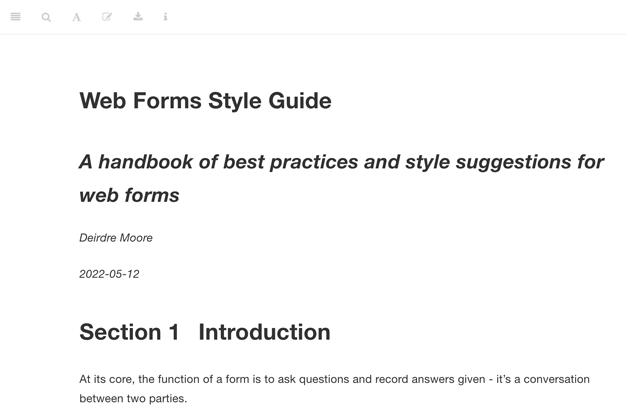 screenshot of webform style guide